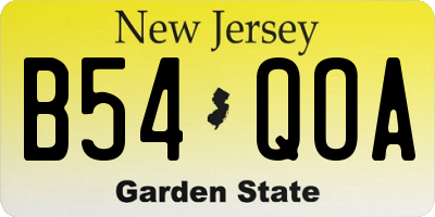 NJ license plate B54QOA