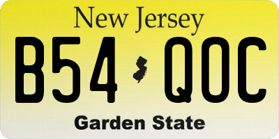 NJ license plate B54QOC