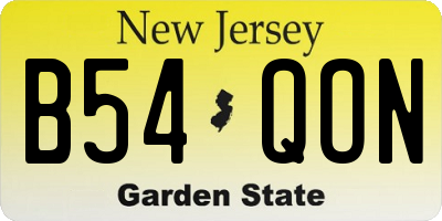 NJ license plate B54QON