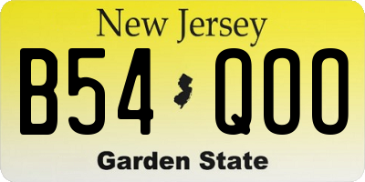 NJ license plate B54QOO