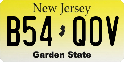 NJ license plate B54QOV