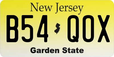 NJ license plate B54QOX