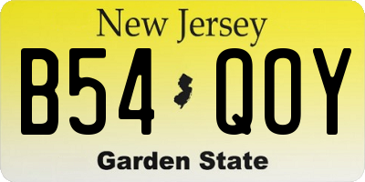 NJ license plate B54QOY