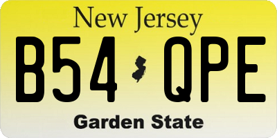 NJ license plate B54QPE