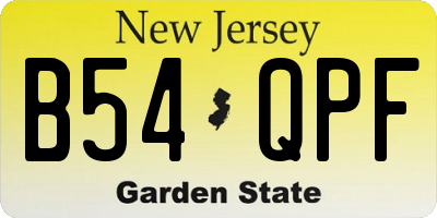 NJ license plate B54QPF
