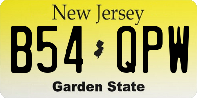 NJ license plate B54QPW