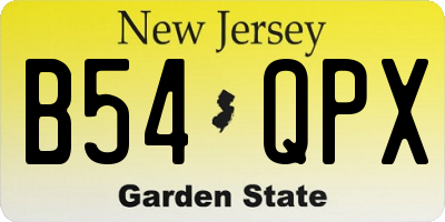 NJ license plate B54QPX