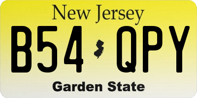 NJ license plate B54QPY