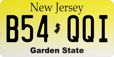 NJ license plate B54QQI