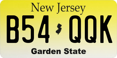 NJ license plate B54QQK