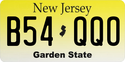 NJ license plate B54QQO