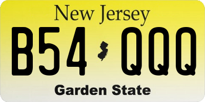 NJ license plate B54QQQ