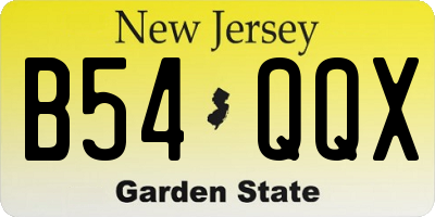 NJ license plate B54QQX