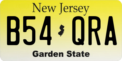 NJ license plate B54QRA