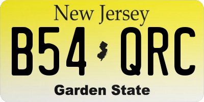 NJ license plate B54QRC