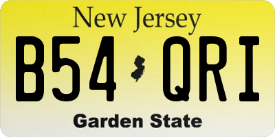 NJ license plate B54QRI