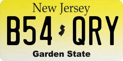 NJ license plate B54QRY