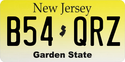 NJ license plate B54QRZ