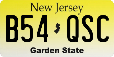 NJ license plate B54QSC