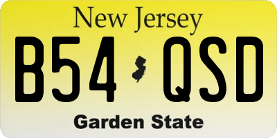 NJ license plate B54QSD