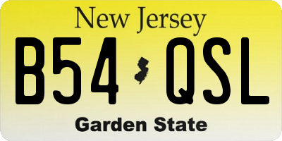 NJ license plate B54QSL