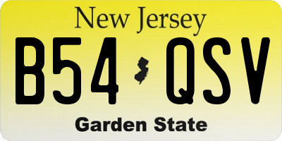 NJ license plate B54QSV
