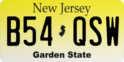NJ license plate B54QSW