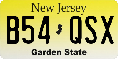 NJ license plate B54QSX