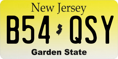 NJ license plate B54QSY
