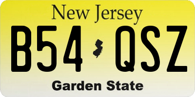 NJ license plate B54QSZ