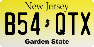 NJ license plate B54QTX