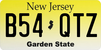 NJ license plate B54QTZ