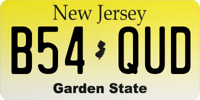 NJ license plate B54QUD