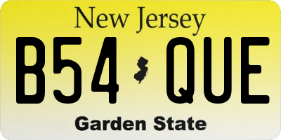 NJ license plate B54QUE