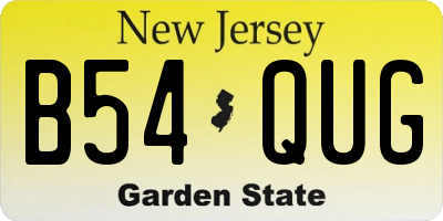 NJ license plate B54QUG