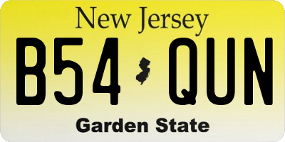 NJ license plate B54QUN