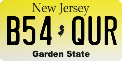 NJ license plate B54QUR