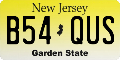 NJ license plate B54QUS