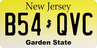 NJ license plate B54QVC
