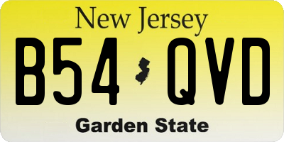 NJ license plate B54QVD