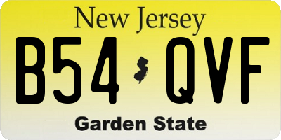 NJ license plate B54QVF