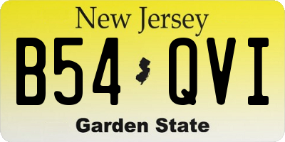 NJ license plate B54QVI