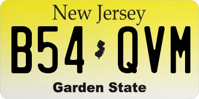 NJ license plate B54QVM