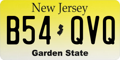 NJ license plate B54QVQ