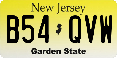 NJ license plate B54QVW