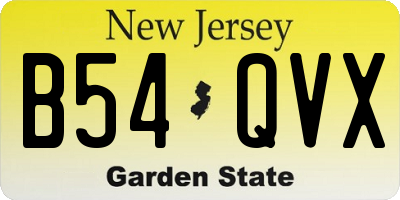 NJ license plate B54QVX