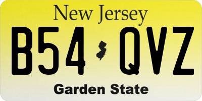 NJ license plate B54QVZ