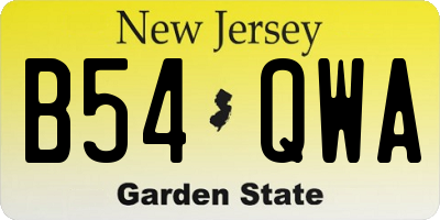 NJ license plate B54QWA