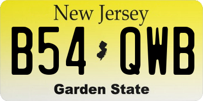 NJ license plate B54QWB