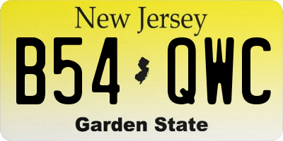 NJ license plate B54QWC